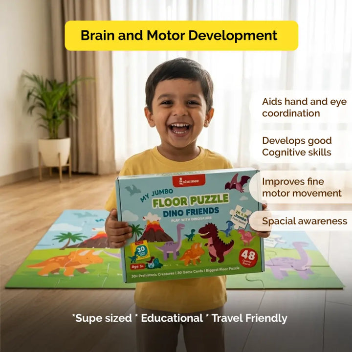 Shumee Dinosaur Jumbo Floor Puzzle for Kids – 48 Piece Educational Jigsaw Puzzle with 30 Activity Cards | STEM Learning Toy | Age 3+ Years