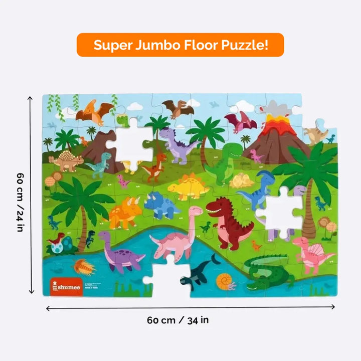 Shumee Dinosaur Jumbo Floor Puzzle for Kids – 48 Piece Educational Jigsaw Puzzle with 30 Activity Cards | STEM Learning Toy | Age 3+ Years