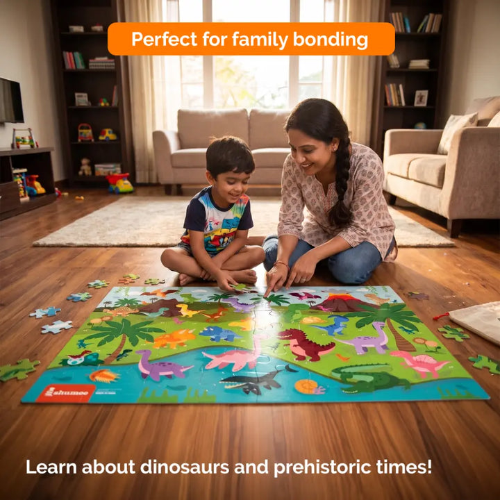 Shumee Dinosaur Jumbo Floor Puzzle for Kids – 48 Piece Educational Jigsaw Puzzle with 30 Activity Cards | STEM Learning Toy | Age 3+ Years