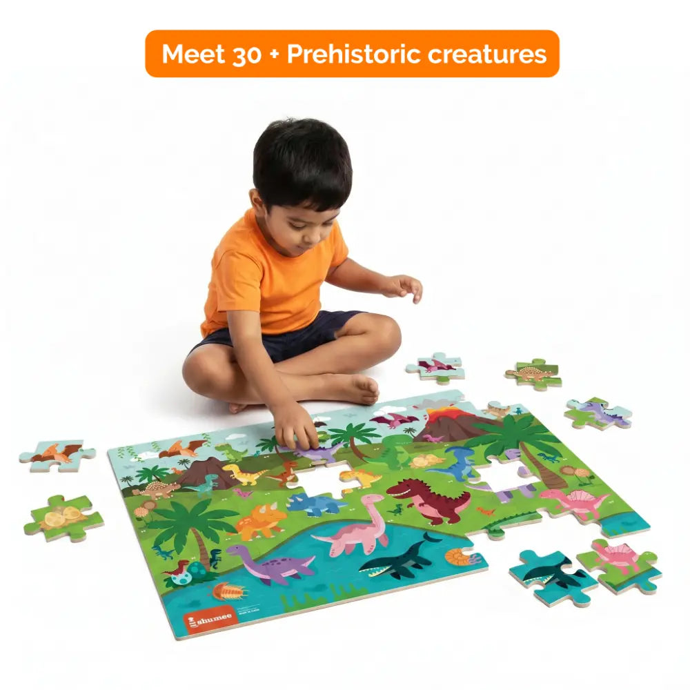 Shumee Dinosaur Jumbo Floor Puzzle for Kids – 48 Piece Educational Jigsaw Puzzle with 30 Activity Cards | STEM Learning Toy | Age 3+ Years