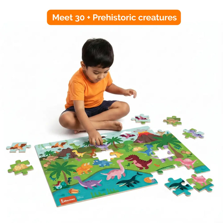 Shumee Dinosaur Jumbo Floor Puzzle for Kids – 48 Piece Educational Jigsaw Puzzle with 30 Activity Cards | STEM Learning Toy | Age 3+ Years