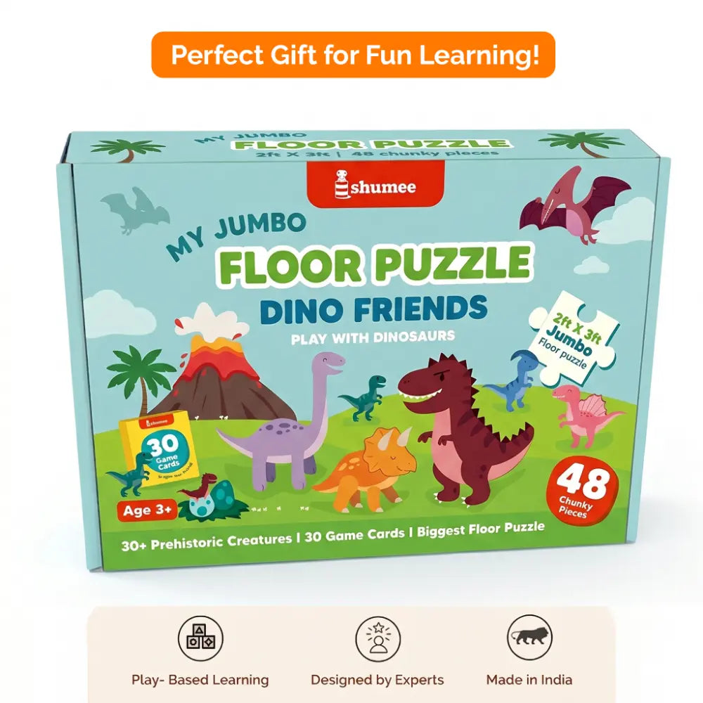 Shumee Dinosaur Jumbo Floor Puzzle for Kids – 48 Piece Educational Jigsaw Puzzle with 30 Activity Cards | STEM Learning Toy | Age 3+ Years