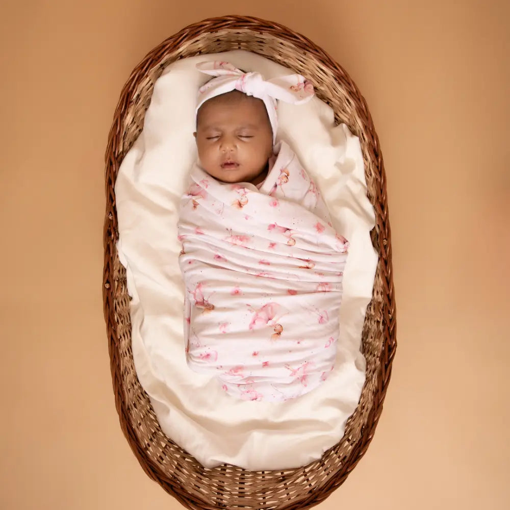 Cot &amp; Candy Baby Organic Muslin Swaddle and Headband Set For 0 to 6 Months