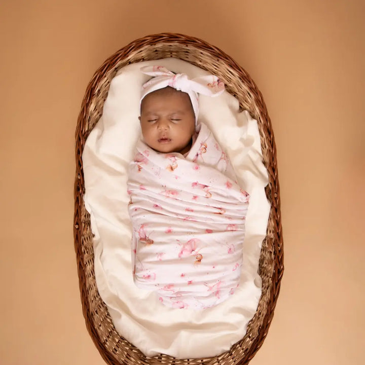 Cot &amp; Candy Baby Organic Muslin Swaddle Wrap-Ballerina Collection