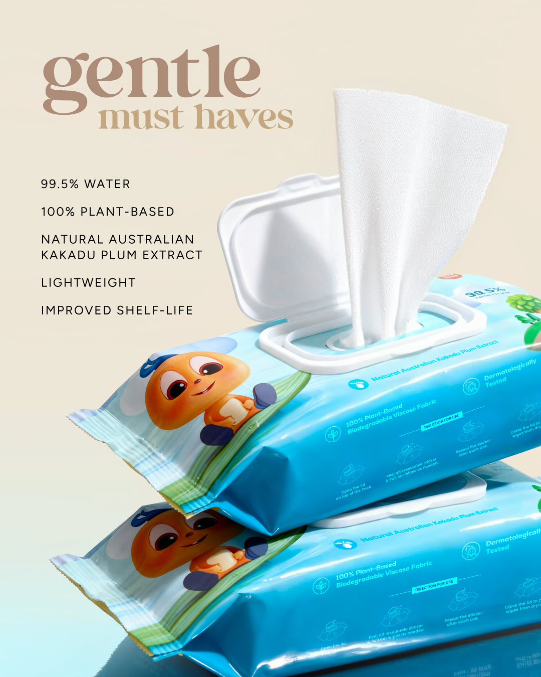 Cugo 99.5% Water Baby Wipes with Australian Kakadu Plum Extract