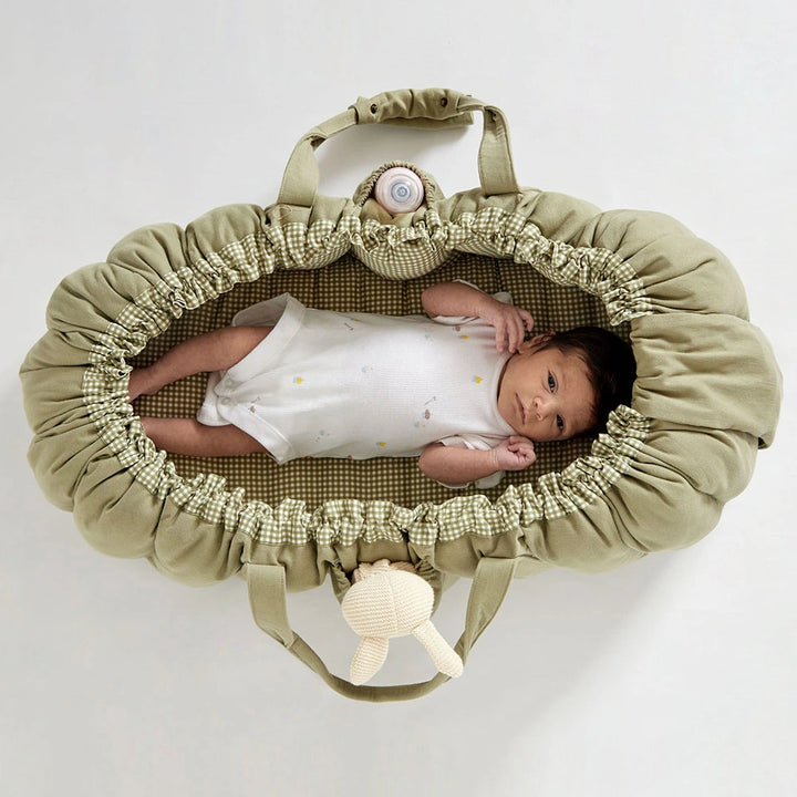 Annasimona Kids Green Checks Cradle All-in-one Carry Nest