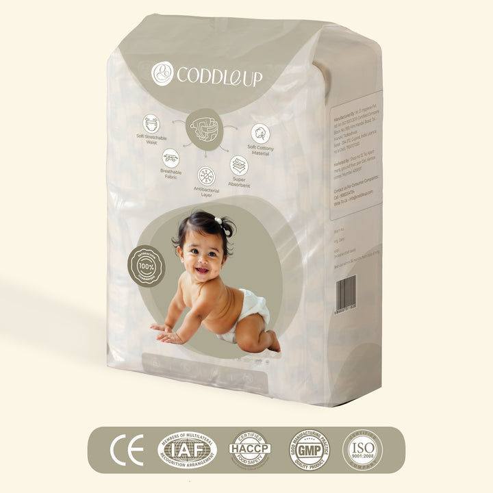 CODDLE UP Baby Taped Diapers, Ultra Soft, Hypoallergenic, Breathable &amp; Leak-Proof - Small (2–5 kg), 30 Count