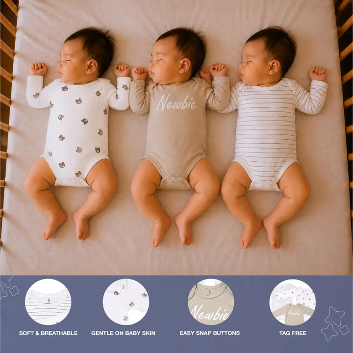 Prekies Cotton Onesies Newbie Print - Multi (Set of 3)