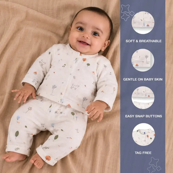 Prekies Muslin Clothing Set Little Explorer With Cycle Print - Multi