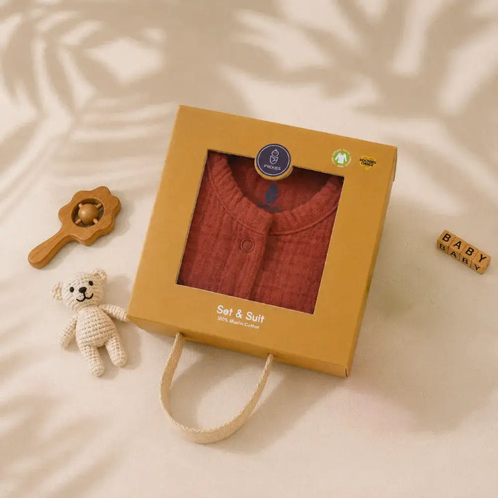 Prekies Muslin Clothing Set - Rust