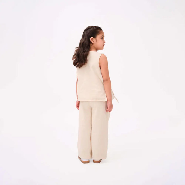 Krawl Kids Linen Tie Top - Beige