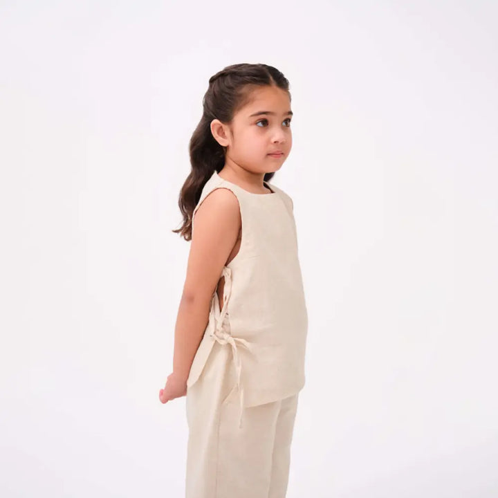 Krawl Kids Linen Tie Top - Beige