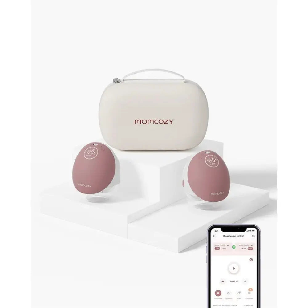 Momcozy M9 Double Wearable Electric Breast Pump | 3rd Gen Motor | 15 Suction Levels | Multiple Modes | Hands-Free Breast Pump | 24mm Flange | Red