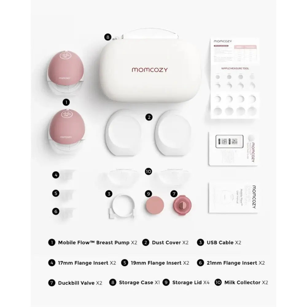 Momcozy M9 Double Wearable Electric Breast Pump | 3rd Gen Motor | 15 Suction Levels | Multiple Modes | Hands-Free Breast Pump | 24mm Flange | Red