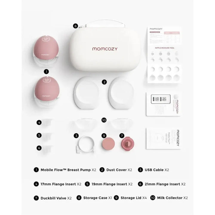Momcozy M9 Double Wearable Electric Breast Pump | 3rd Gen Motor | 15 Suction Levels | Multiple Modes | Hands-Free Breast Pump | 24mm Flange | Red