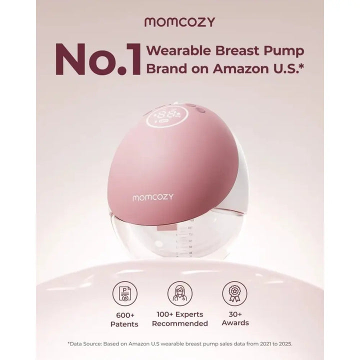 Momcozy M9 Double Wearable Electric Breast Pump | 3rd Gen Motor | 15 Suction Levels | Multiple Modes | Hands-Free Breast Pump | 24mm Flange | Red