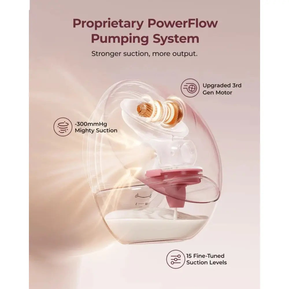 Momcozy M9 Double Wearable Electric Breast Pump | 3rd Gen Motor | 15 Suction Levels | Multiple Modes | Hands-Free Breast Pump | 24mm Flange | Red