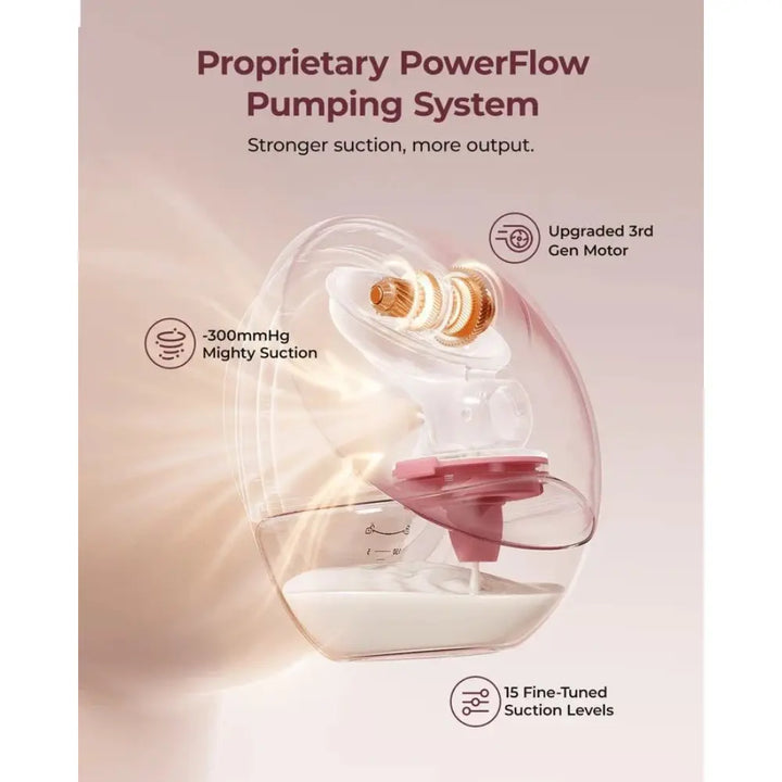 Momcozy M9 Double Wearable Electric Breast Pump | 3rd Gen Motor | 15 Suction Levels | Multiple Modes | Hands-Free Breast Pump | 24mm Flange | Red