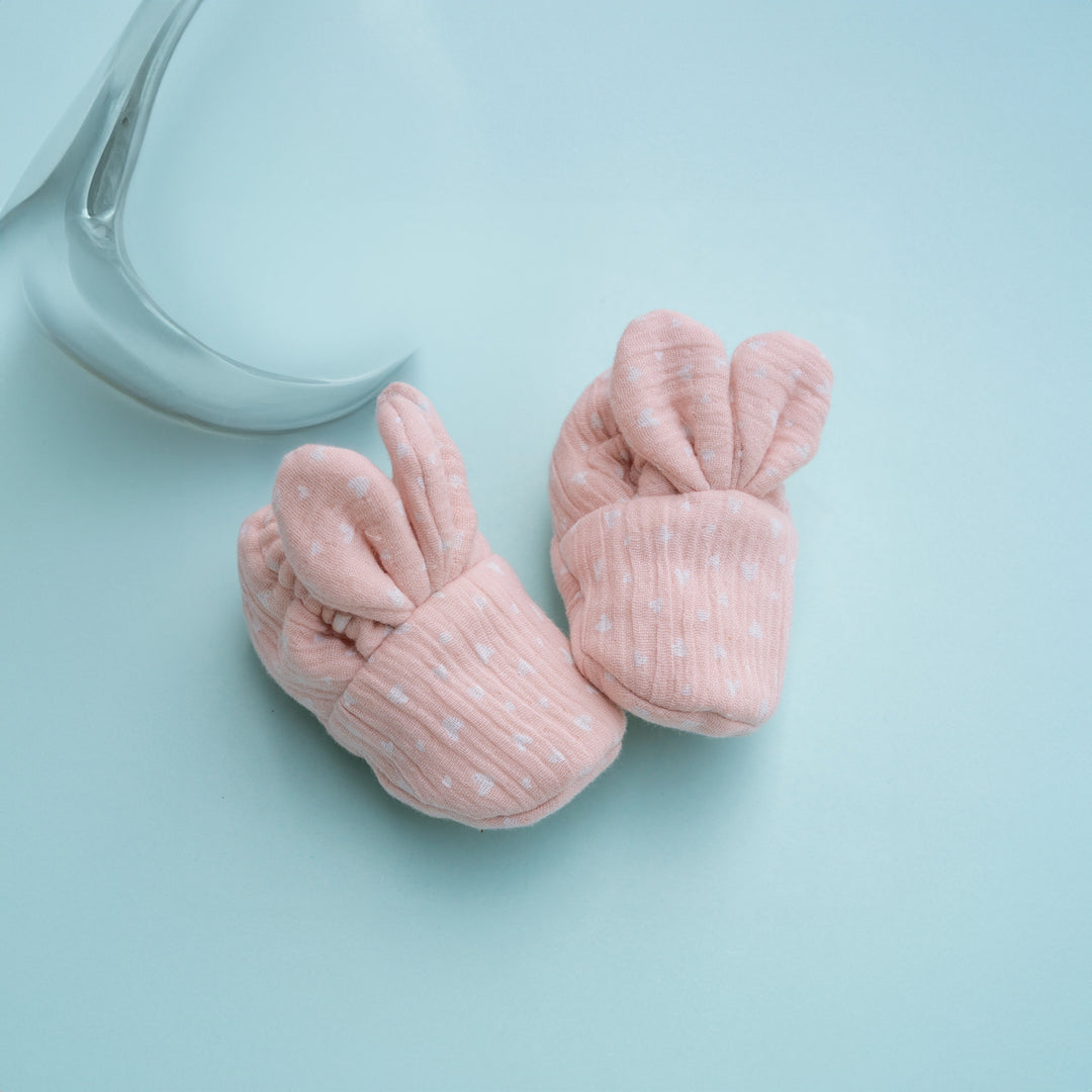 PureCloth.Co Bunny Booties - Pink Heart