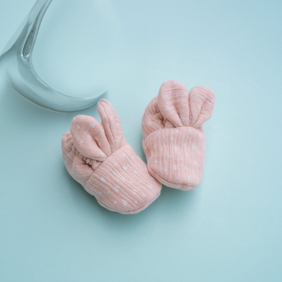 PureCloth.Co Bunny Booties - Pink Heart