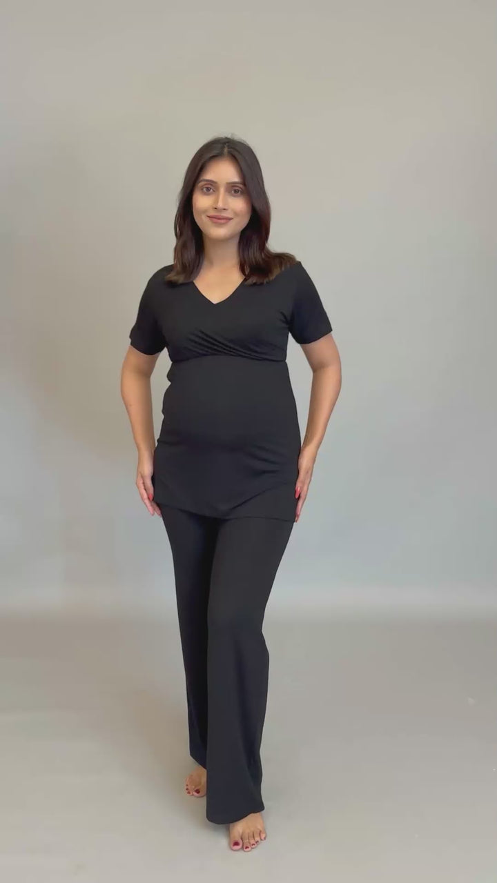 Block Hop Olive Maternity Co-Ord Set - Olive, Size - XXXL