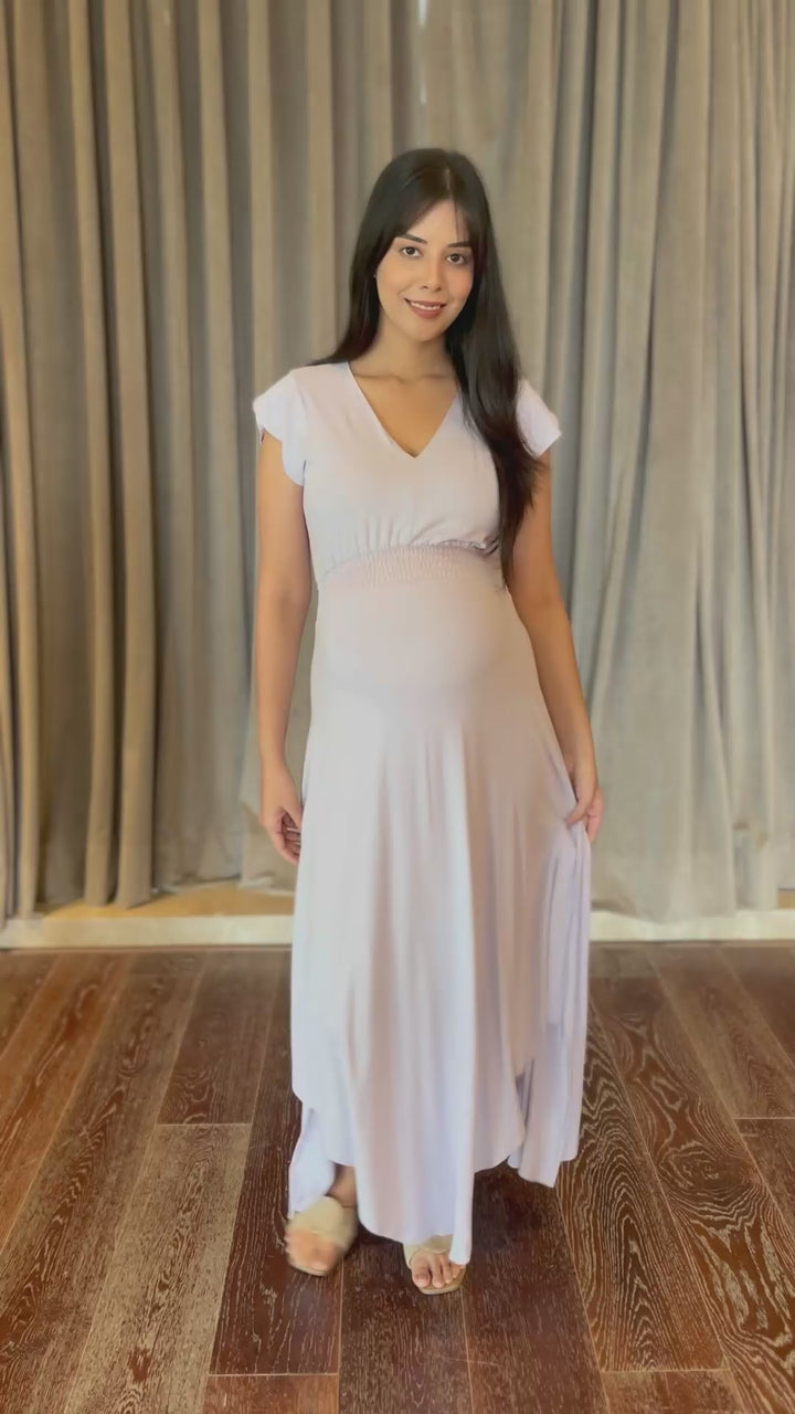 Block Hop Lilac Empire Fit &amp; Flare Dress