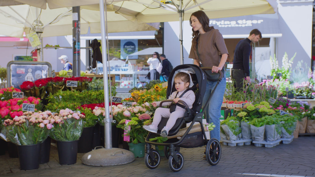 Nuna TRIV Lx Reversible Seat Stroller with Flat Recline|Height Adjustable Handle Bar|All Terrain|All Wheel Suspension|Big Rear Wheel|One Hand Fold|Rain Cover &amp; Post Adaptors|0 to 4Y (Upto 22Kg)-Chateau