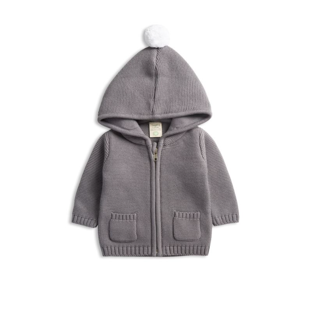 Tiny Twig Knitted Hoodie Soft Grey