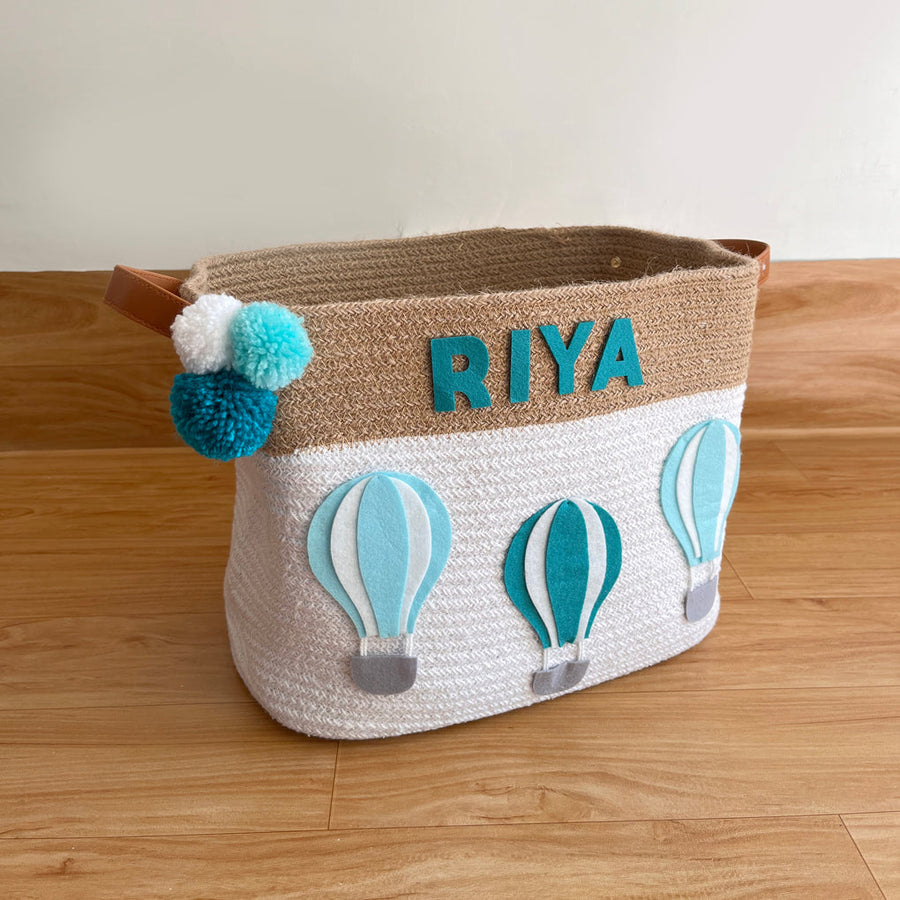 GWD Kids Jute & Cotton Rope Storage Basket with Personalisation