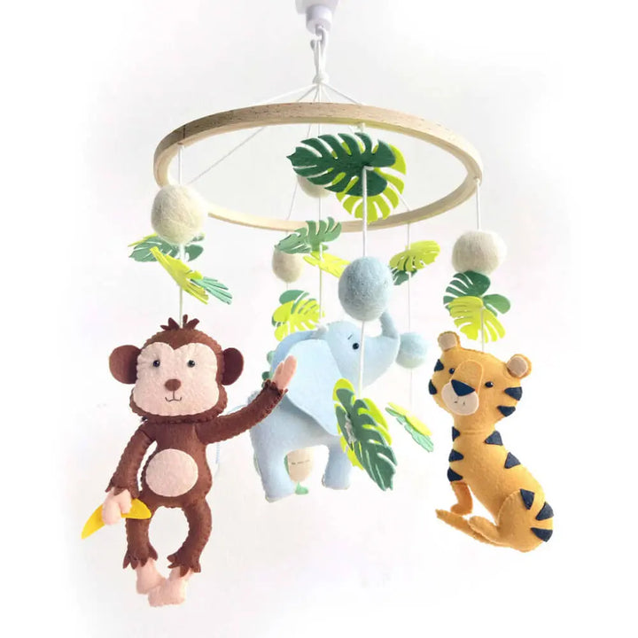 GWD Kids Jungle Safari Cot Mobile - With Arm &amp; Battery Operated Music Box