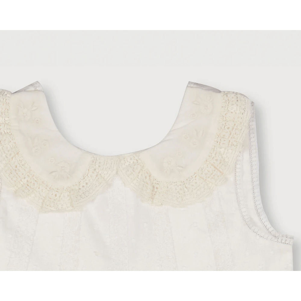 Early Sunday Girls Cotton Dobby Swiss Dots Dress - Ivory