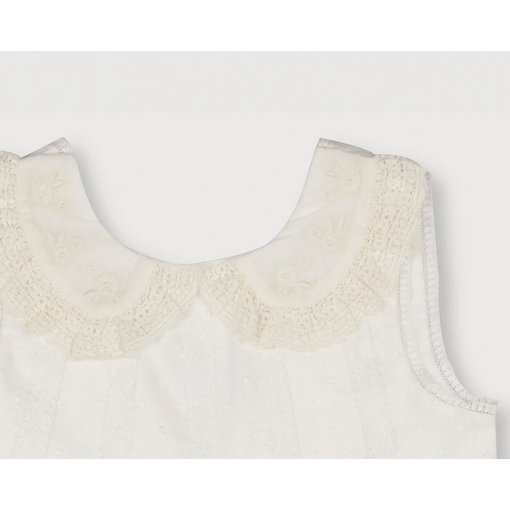 Early Sunday Girls Cotton Dobby Swiss Dots Dress - Ivory