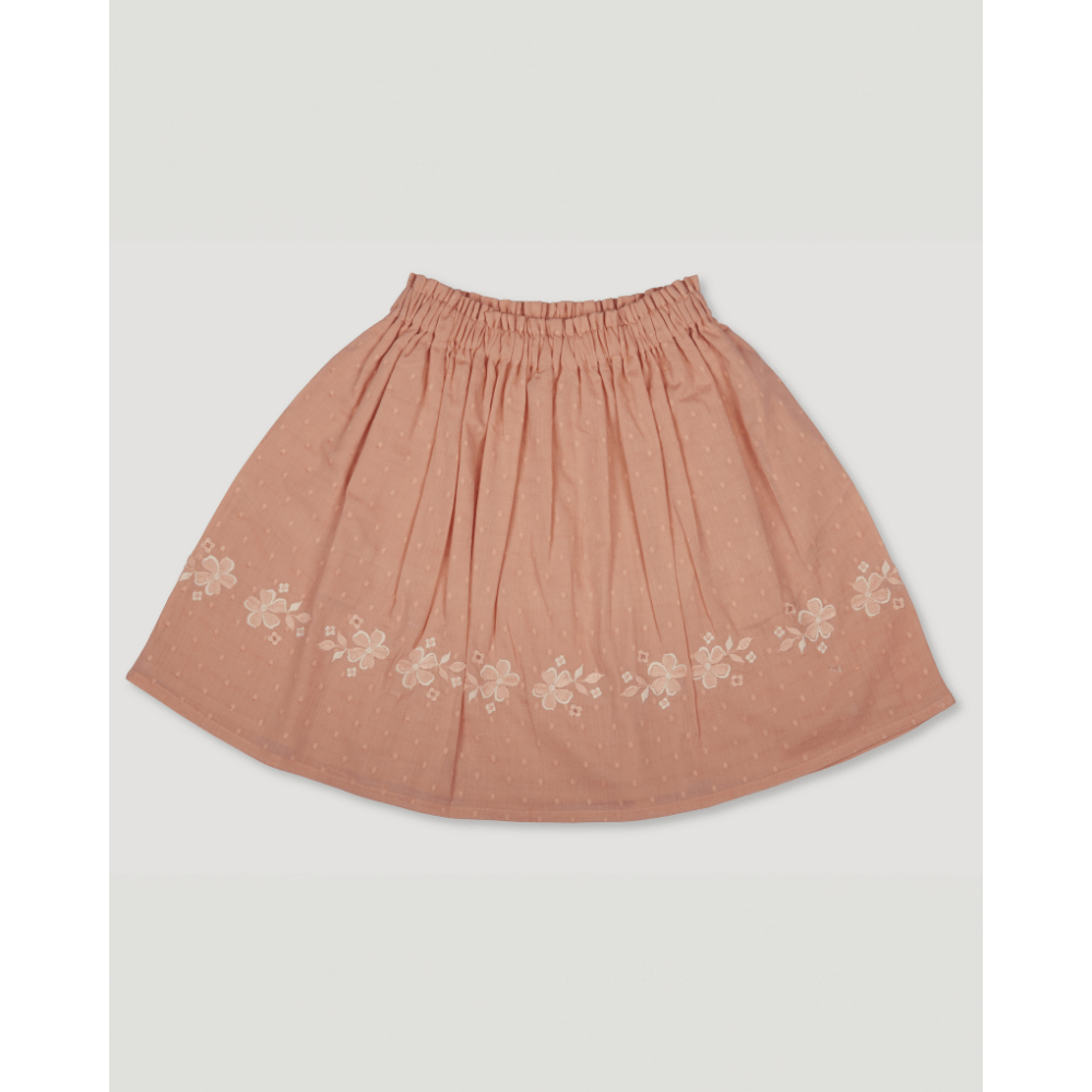 Early Sunday Cotton Dobby Swiss Dots Luna Skirt - Strawberry
