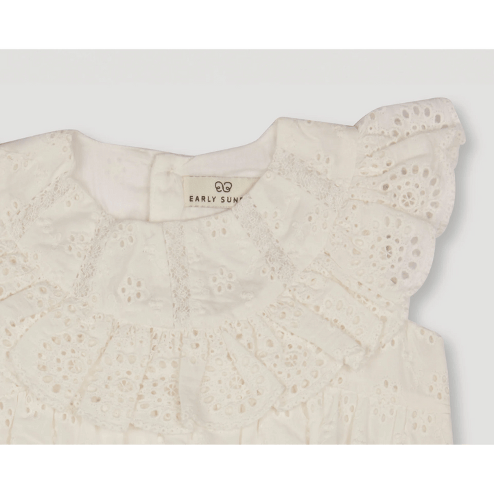 Early Summer Schifflie Rose Baby Bubble Romper - Ivory
