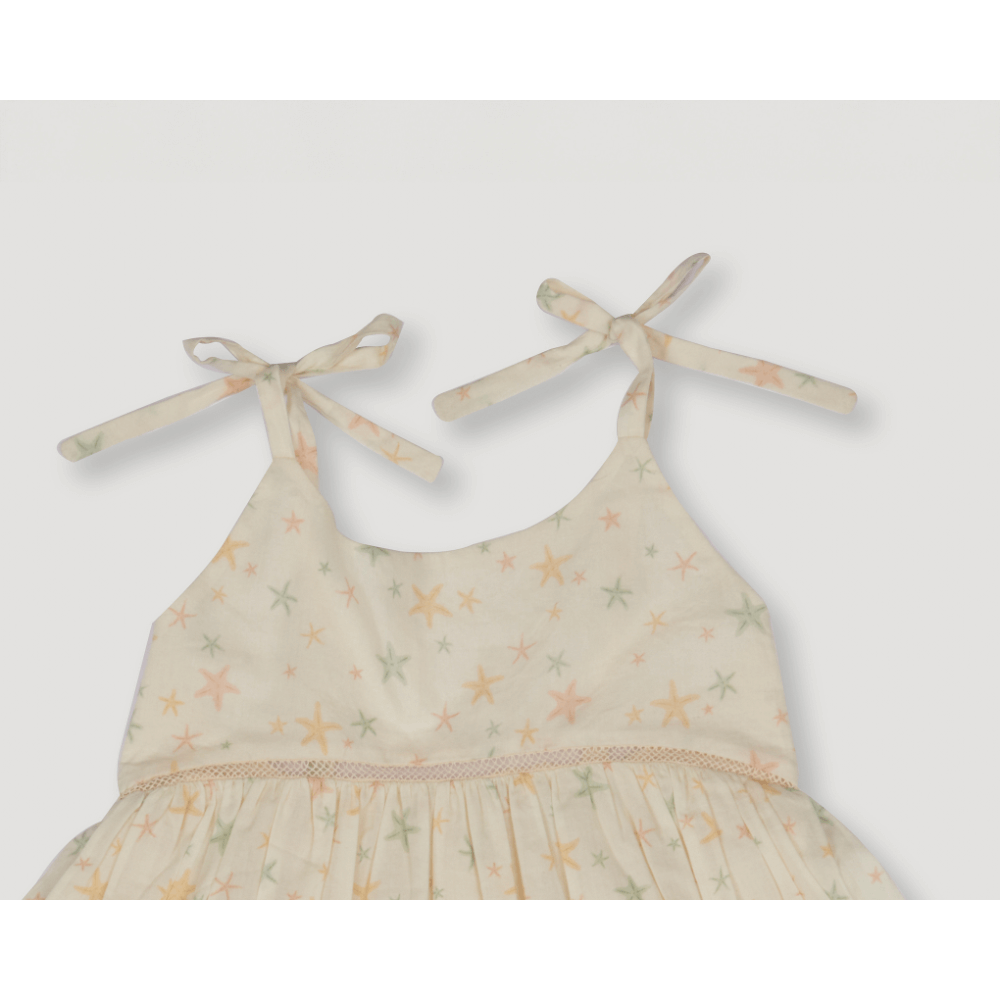 Early Sunday Girls Printed Cotton Cambric Dress - Star Fish