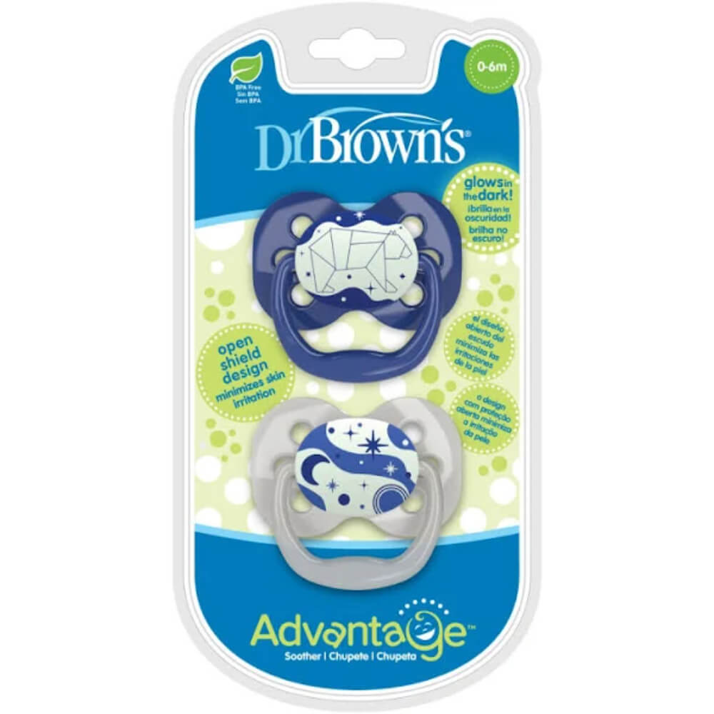 Dr. Brown's Advantage Stage 1 Glow in the Dark Pacifier (Pack of 2)