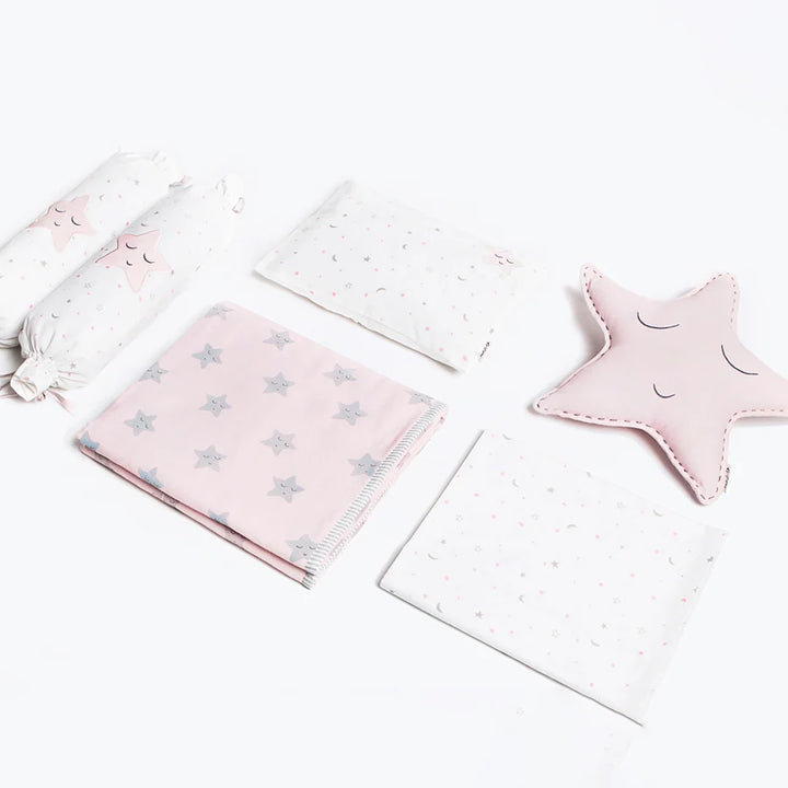 Masilo Organic Cotton Cot Bedding Set – Sleepy Star (Pink)