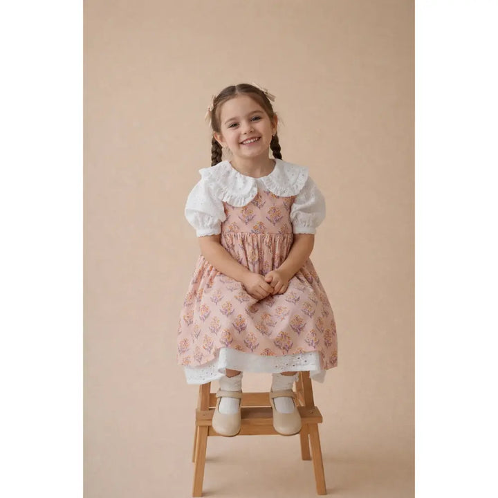 PureCloth.Co Classic White Hakoba Lace Dress/Handblocked Apron