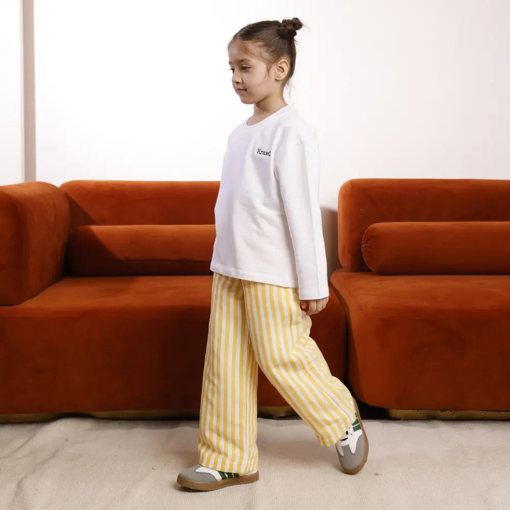 Krawl Kids Striped Pants - Yellow &amp; White