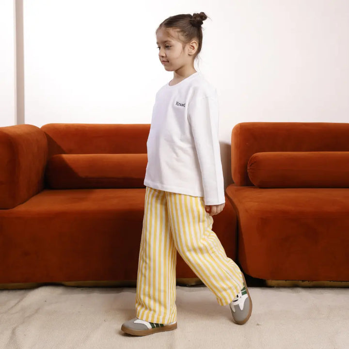 Krawl Kids Striped Pants - Yellow &amp; White