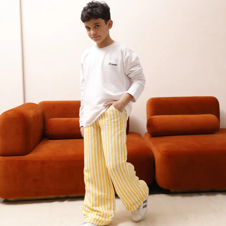 Krawl Kids Striped Pants - Yellow &amp; White