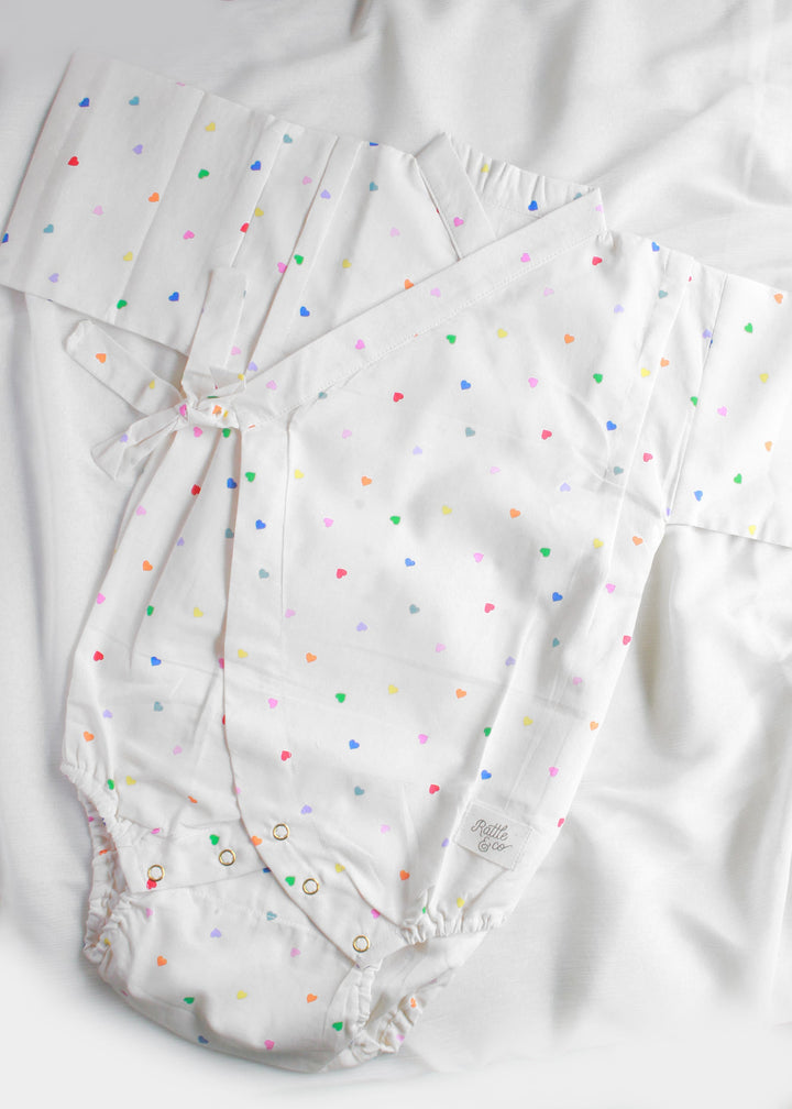 Rattle &amp; Co. A Heart Party Kimono Style Romper