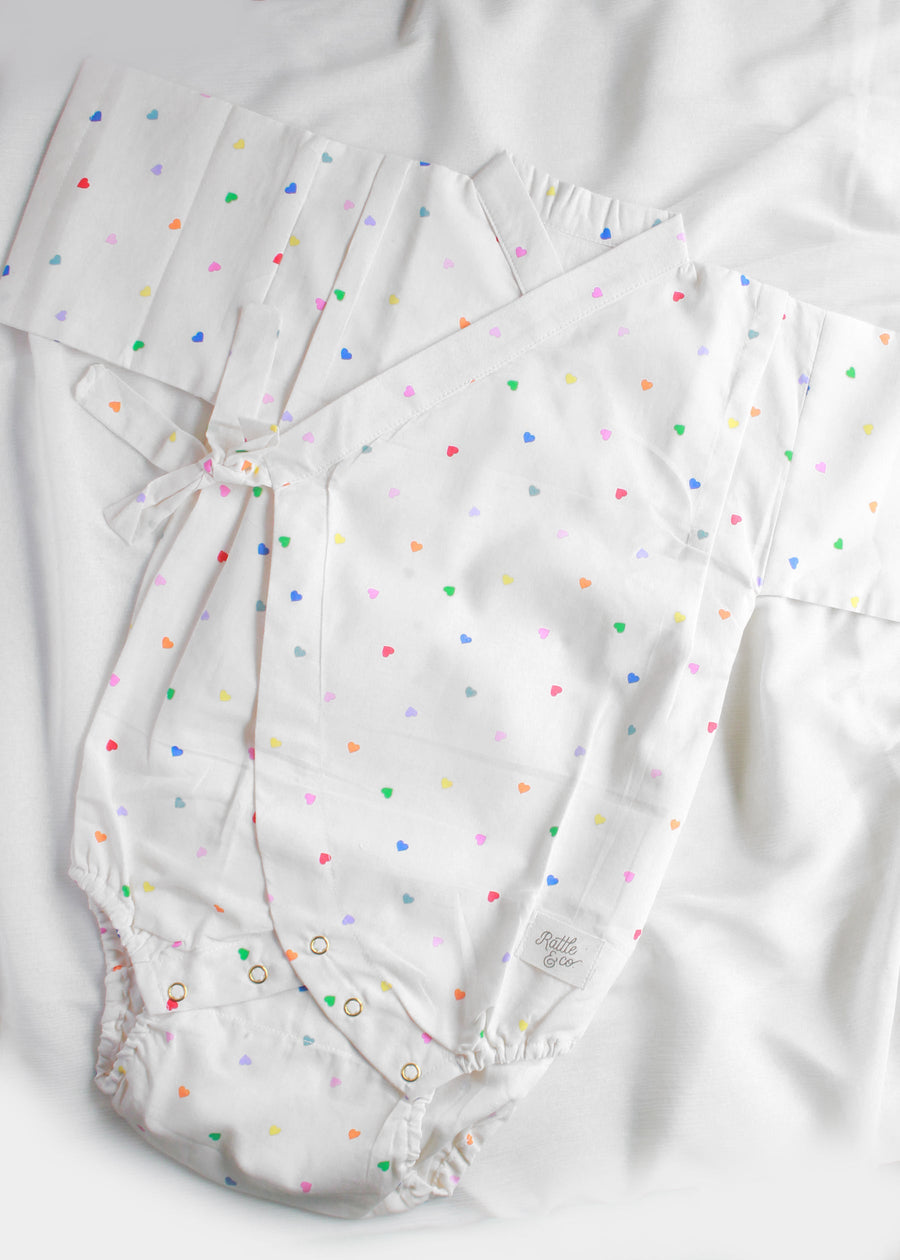 Rattle & Co. A Heart Party Kimono Style Romper