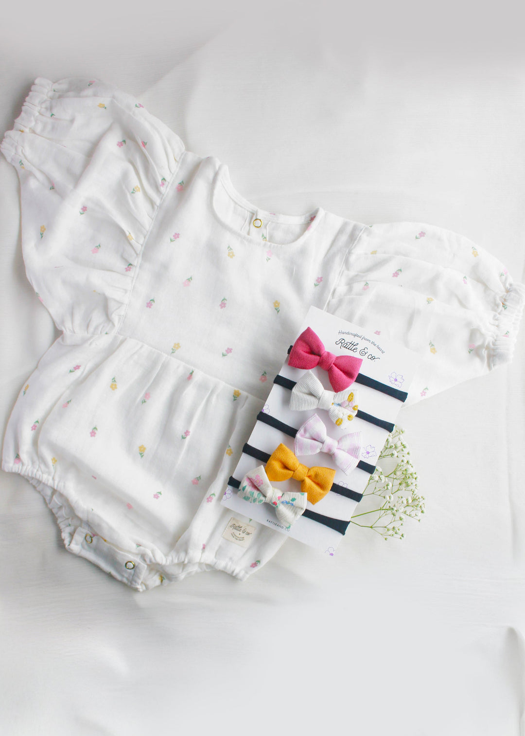 Rattle &amp; Co. Magic Meadowns Puff Sleeve Romper