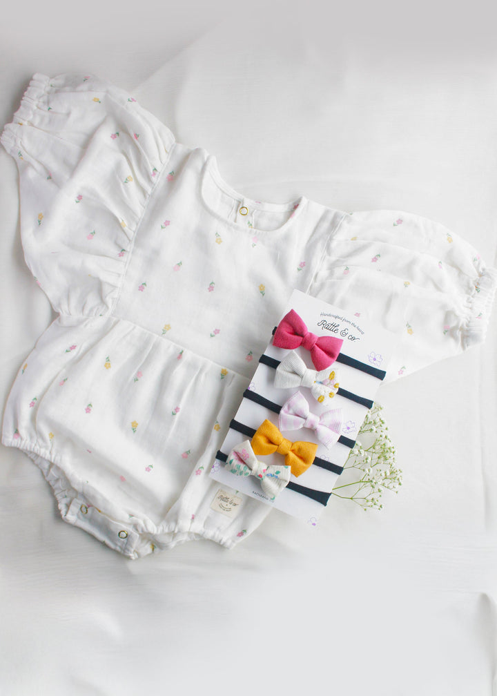 Rattle &amp; Co. Magic Meadowns Puff Sleeve Romper