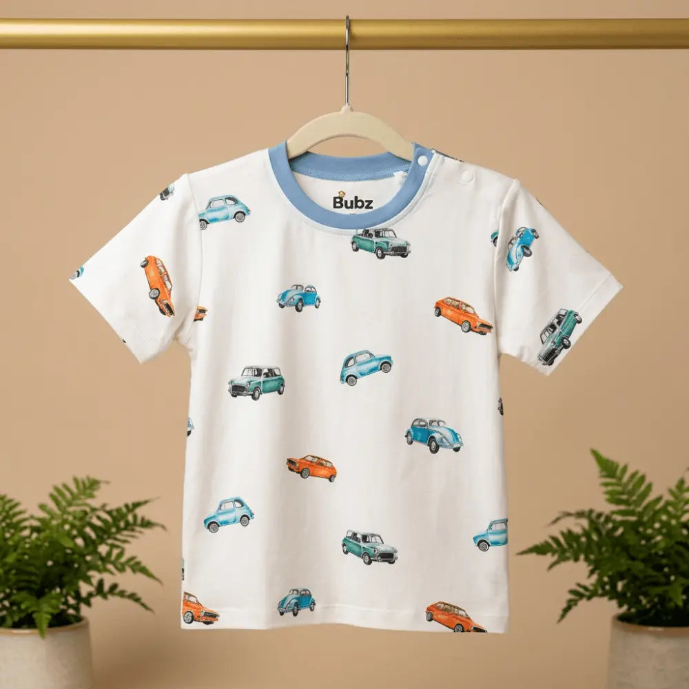 Bubz Bamboo Baby T-Shirt- Vintage Wheels