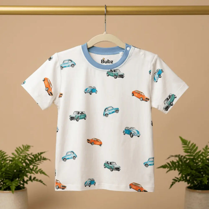 Bubz Bamboo Baby T-Shirt- Vintage Wheels