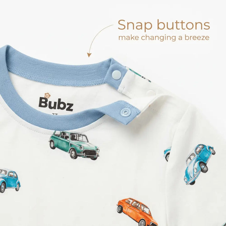 Bubz Bamboo Baby T-Shirt- Vintage Wheels