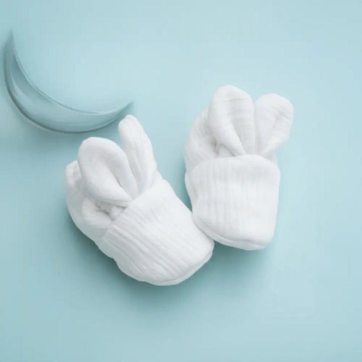 PureCloth.Co White Bunny Booties|Handcrafted for Tiny Feet