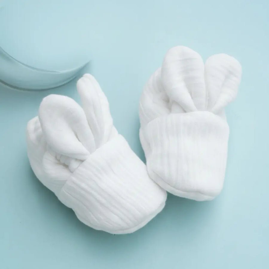 PureCloth.Co White Bunny Booties|Handcrafted for Tiny Feet